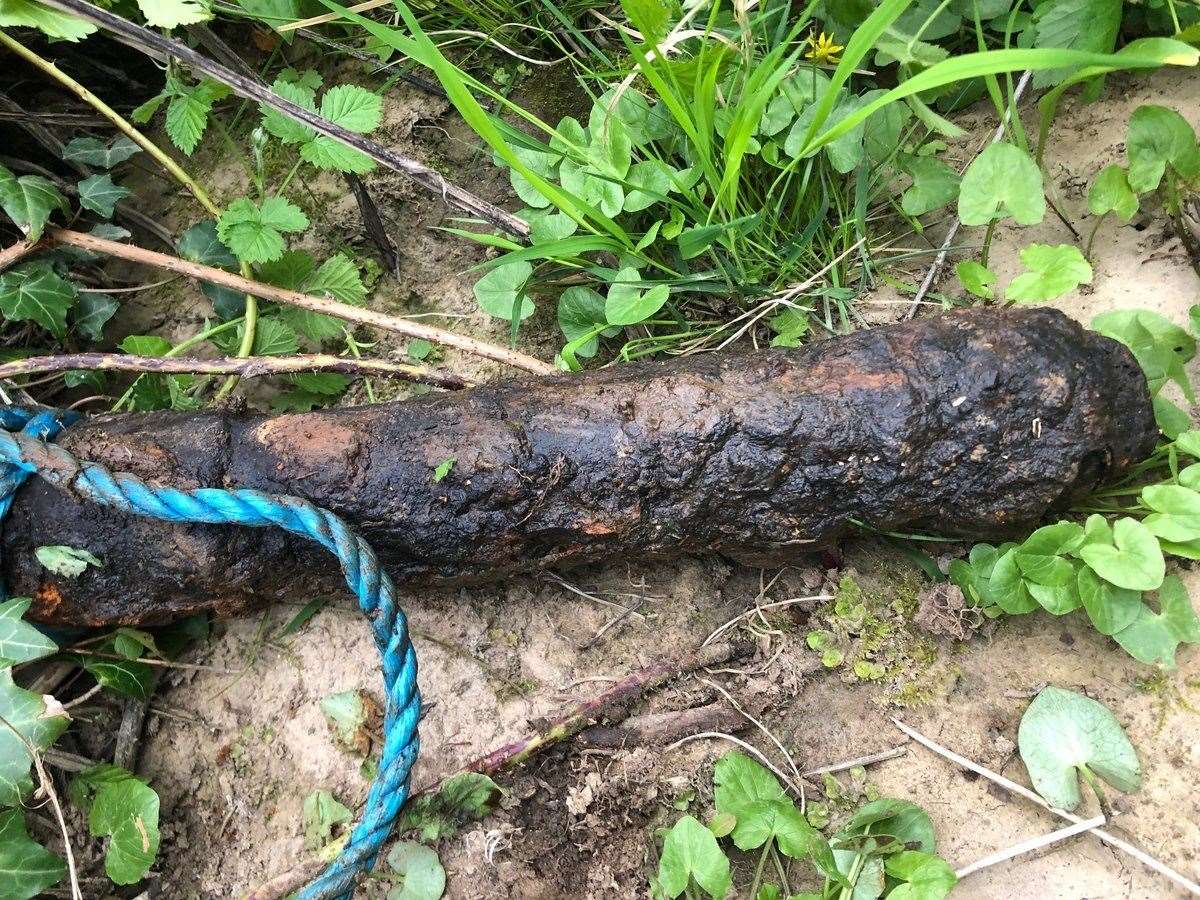 The suspected bomb was found in a river near Penshurst. Picture: Kent Police