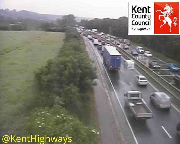 There is traffic on the A249 between Detling and Jade's Crossing. Picture: Kent Highways