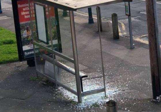 A glass pane in a bus stop was smashed on the London Road estate