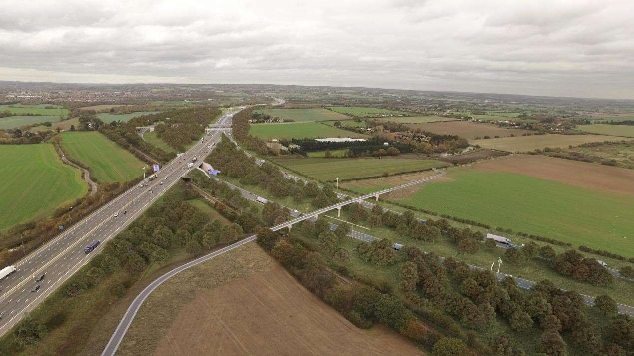 Once complete, this is how the road will link to the M25 in Essex