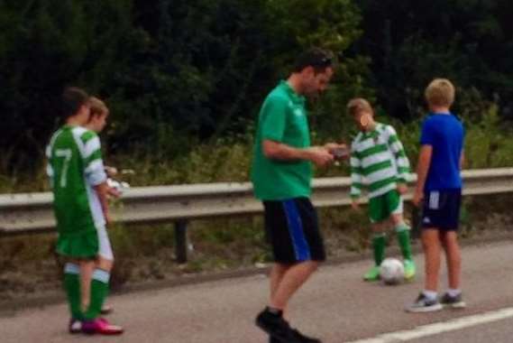 A kickabout on the hard shoulder was better than sitting in traffic for some travellers.