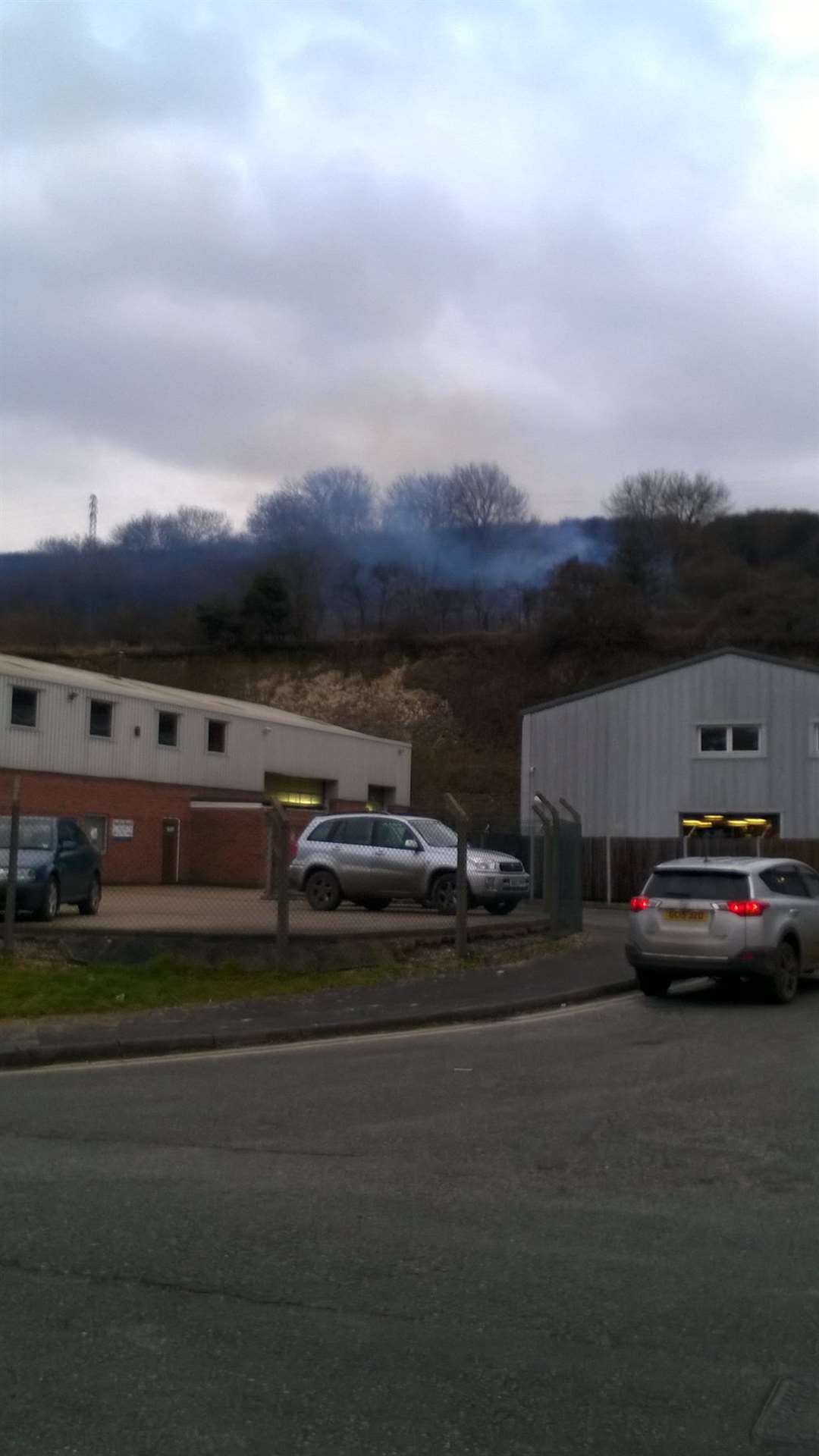Smoke seen billowing out of the wood