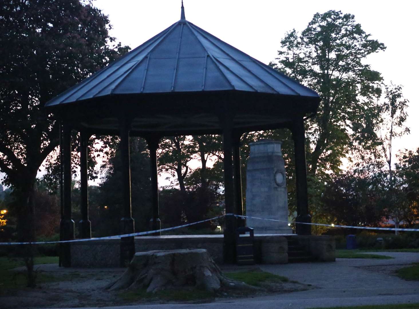 The park's bandstand was sealed off