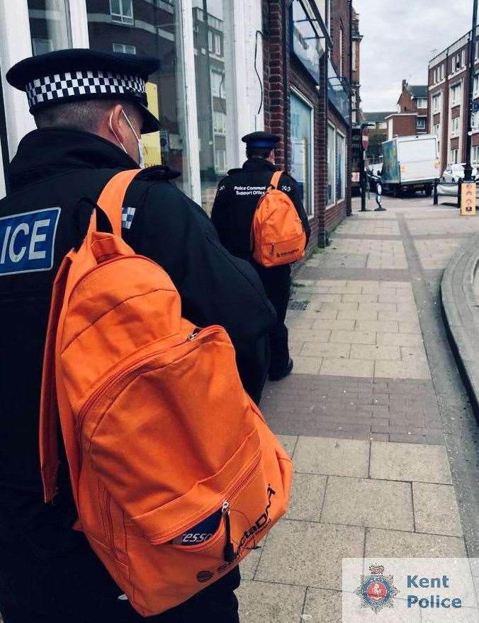 Police in Gillingham carrying out a scheme to crackdown on crime and make streets safer and protect properties from crime. Picture: Kent Police