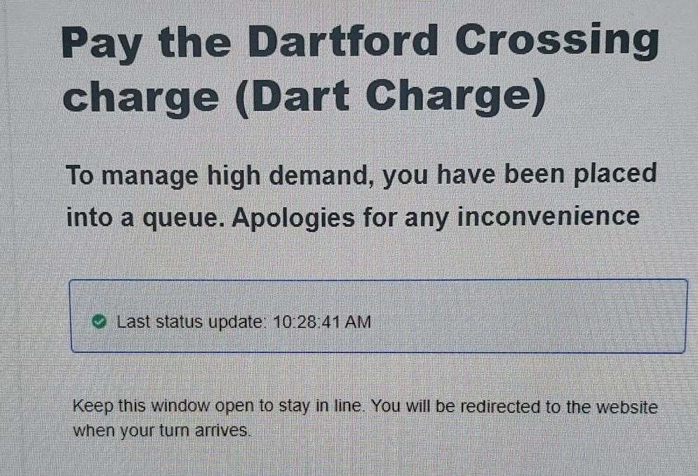 How the Dart Charge website was appearing