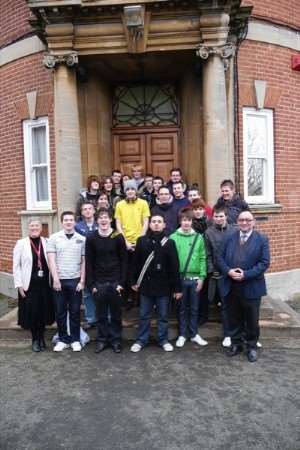 Former students of Hereson School for Boys, with Diane Bourne, learning mentor, and Kevin Fenner, head of sixth form at Clarendon House Grammar School