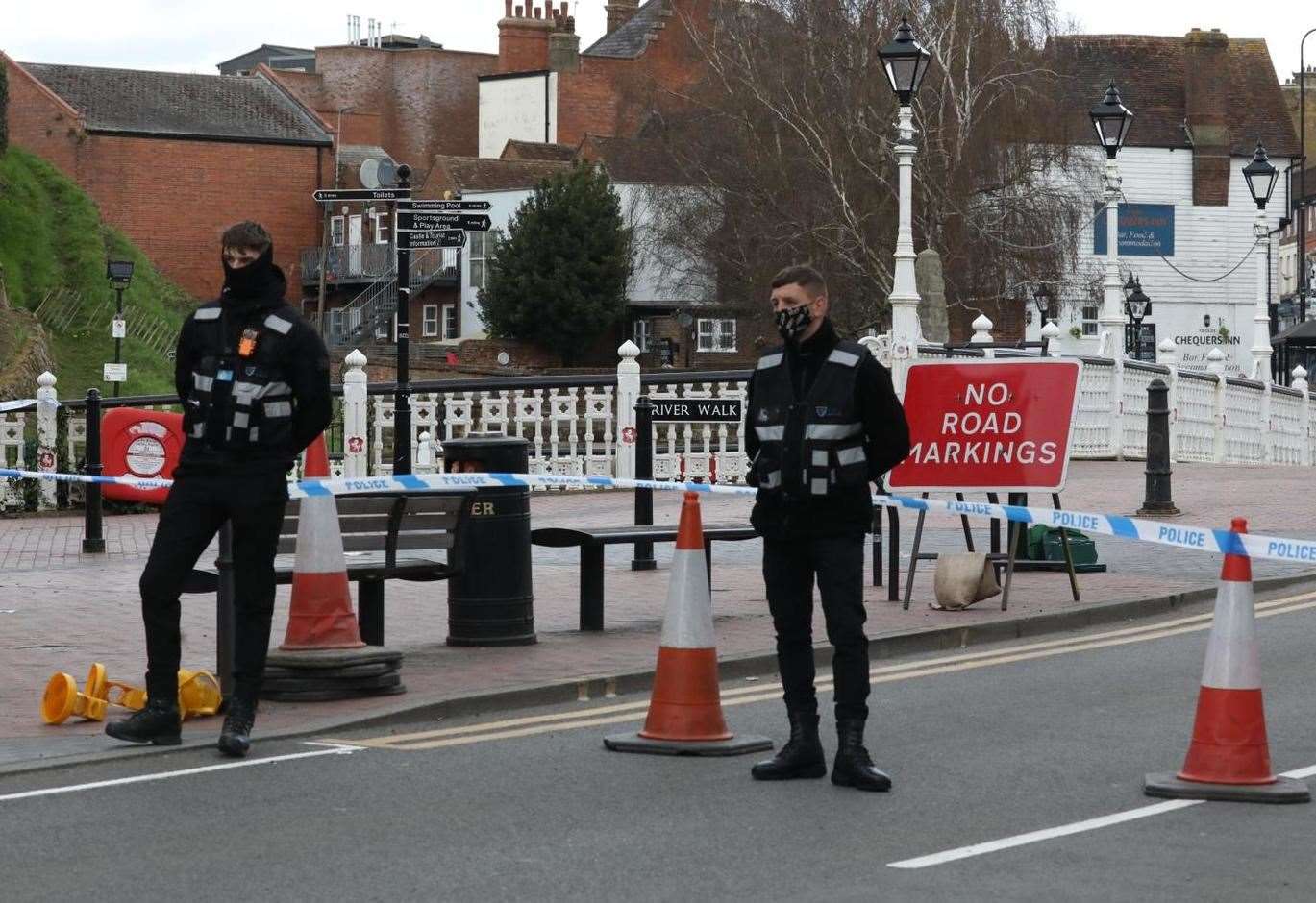 Part of Tonbridge town centre was closed off for a whole day after the stabbing. Picture: UK News in Pictures