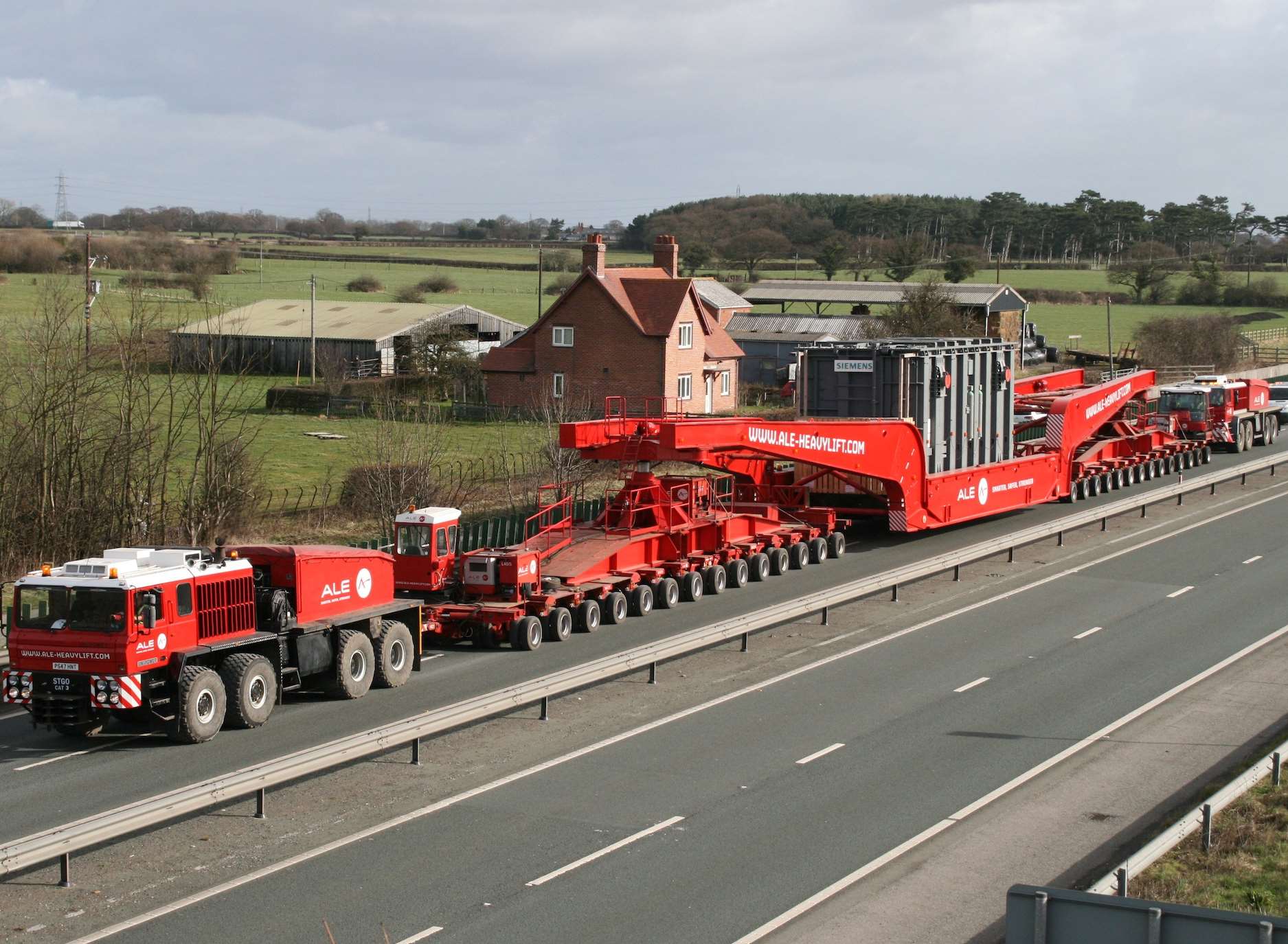 This is what a typical delivery convoy for a transformer looks like