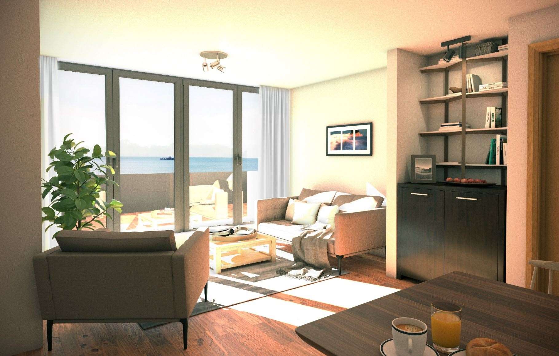 The Herne Bay scheme will include one, two and three-bedroom apartments, each with its own sea view. Photo: Miles & Barr