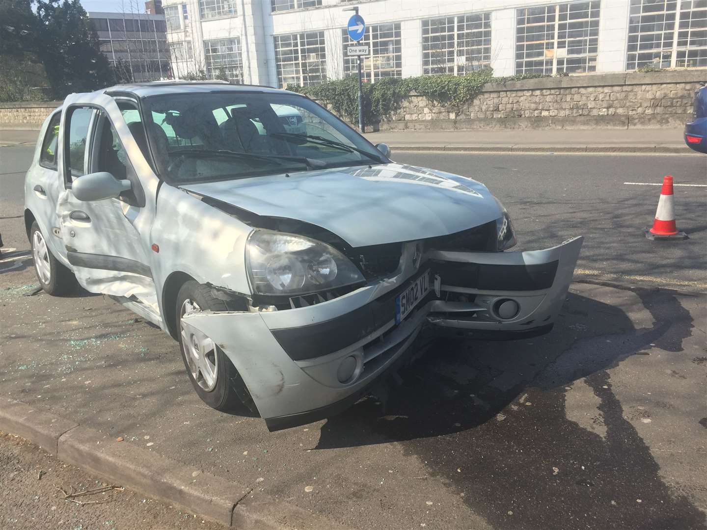 The car smashed into a wall outside Maidstone police station
