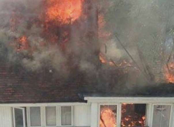The blaze tore through the upper floors