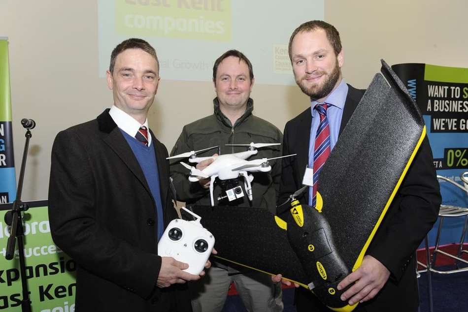 From left, Sean Spratley, Simon Spratley and Chris Slee from aerial photography firm Atec-3D, which borrowed £30,000