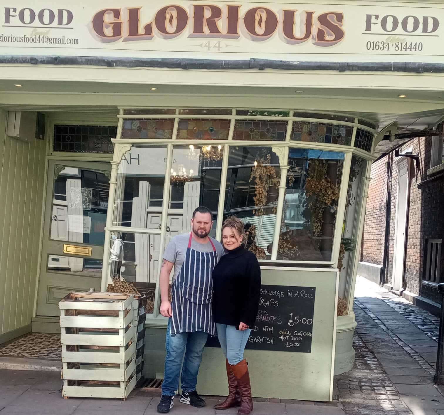 Jamie and Lynne outside their new business