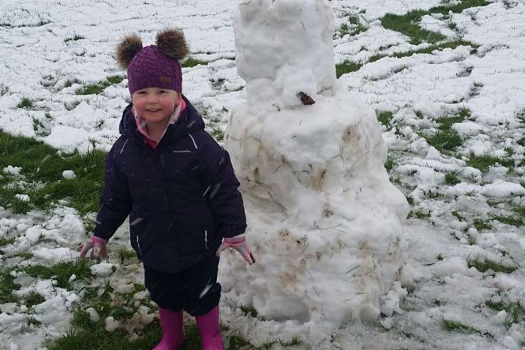 Lucy Roberts, 3, having fun in the snow