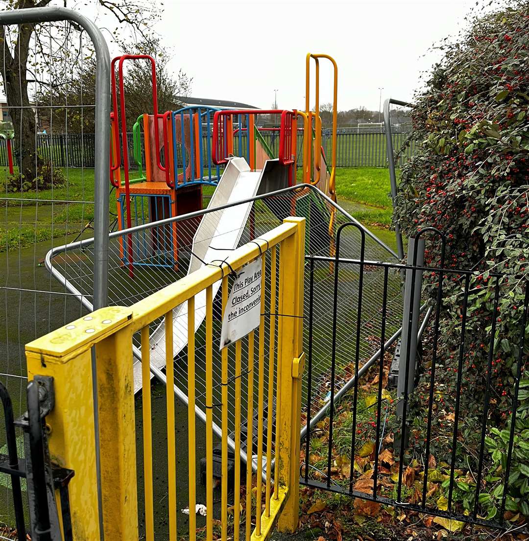 One of the fences cordoning off the Baker Crescent park has been broken