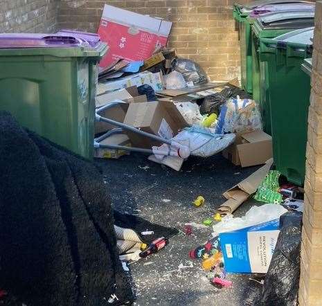 Tenants in Starfield Close in Cheriton, Folkestone, say they have complained “multiple times” to Moat Housing Association about the mess. Picture: George Allan