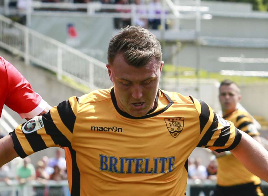 Alex Flisher in action for Maidstone against York on the opening day of the season Picture: Martin Apps