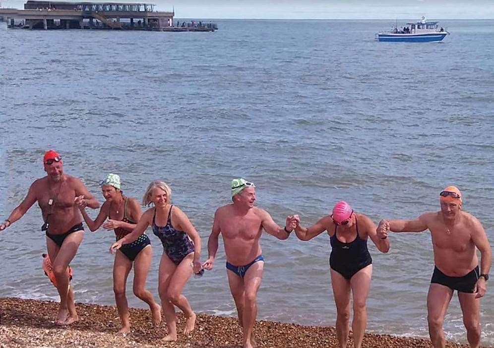 The six end their adventure at Deal. Picture courtesy of Andy Ashenhurst