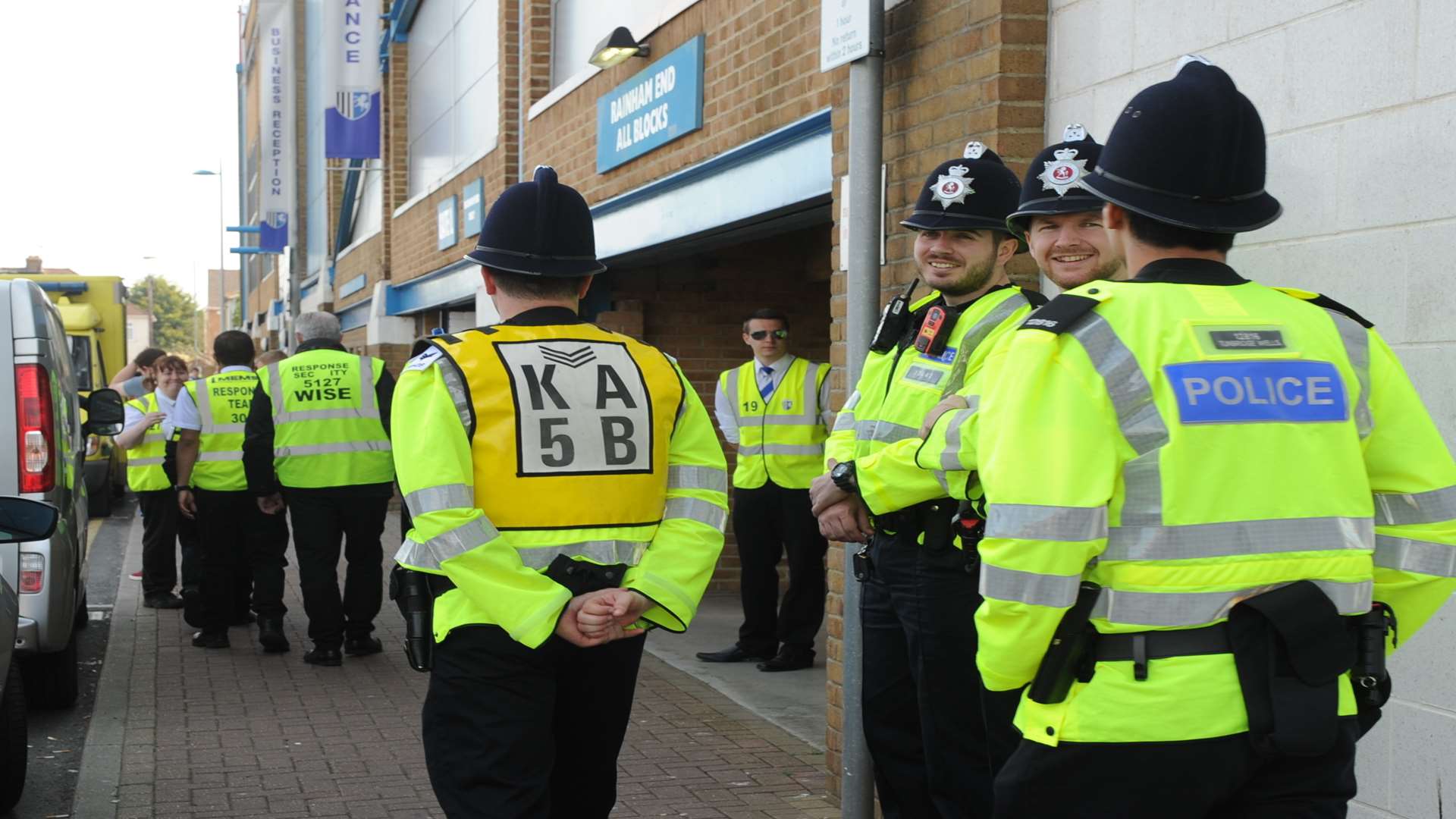 Police on duty at Priestfield during the Gillingham versus Millwall match Picture: Steve Crispe