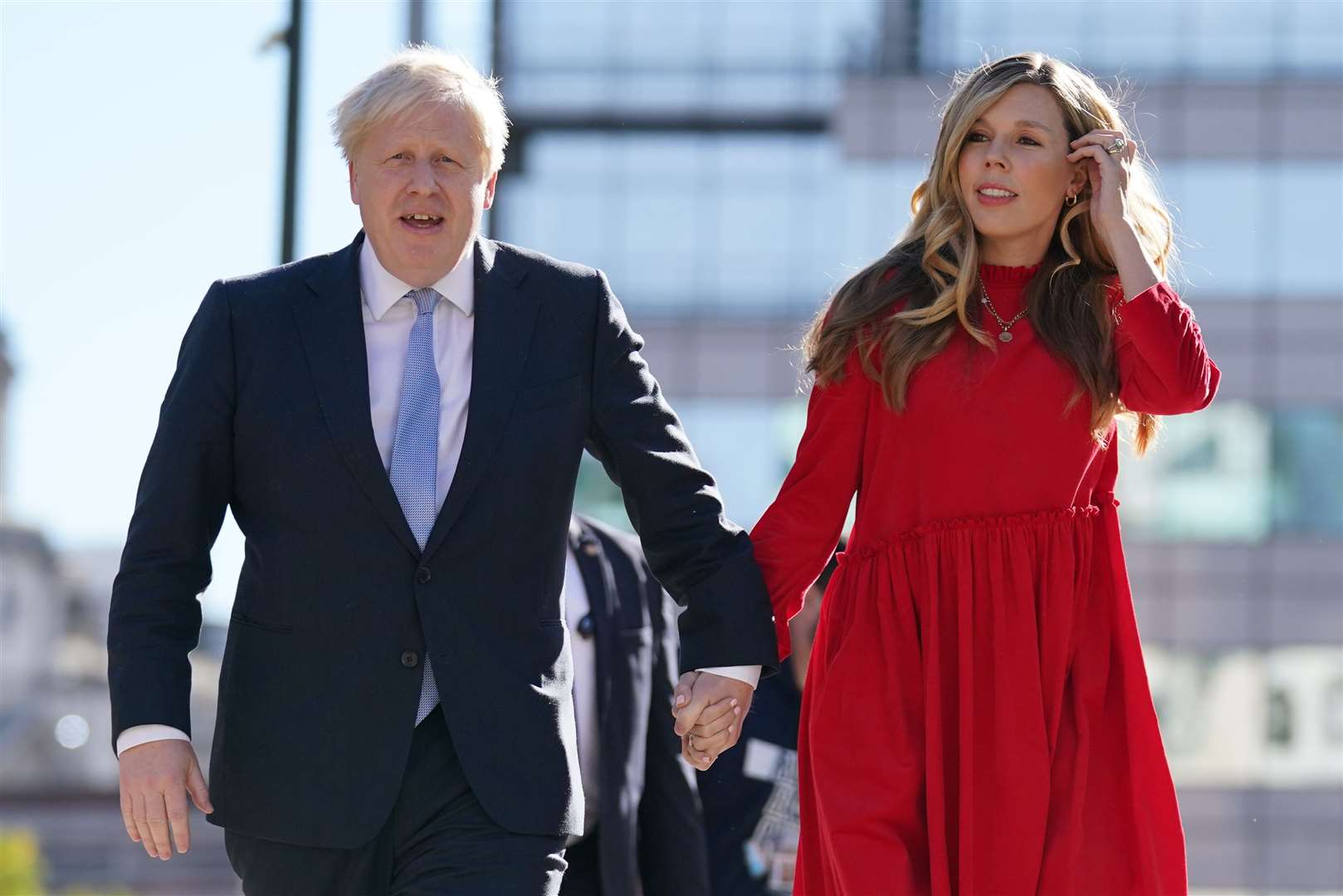 Boris Johnson with his wife, Carrie (Jacob King/PA)