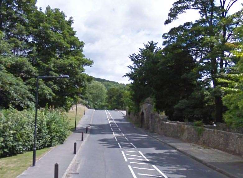 The crash happened in Alkham Road, Dover. Picture: Google.