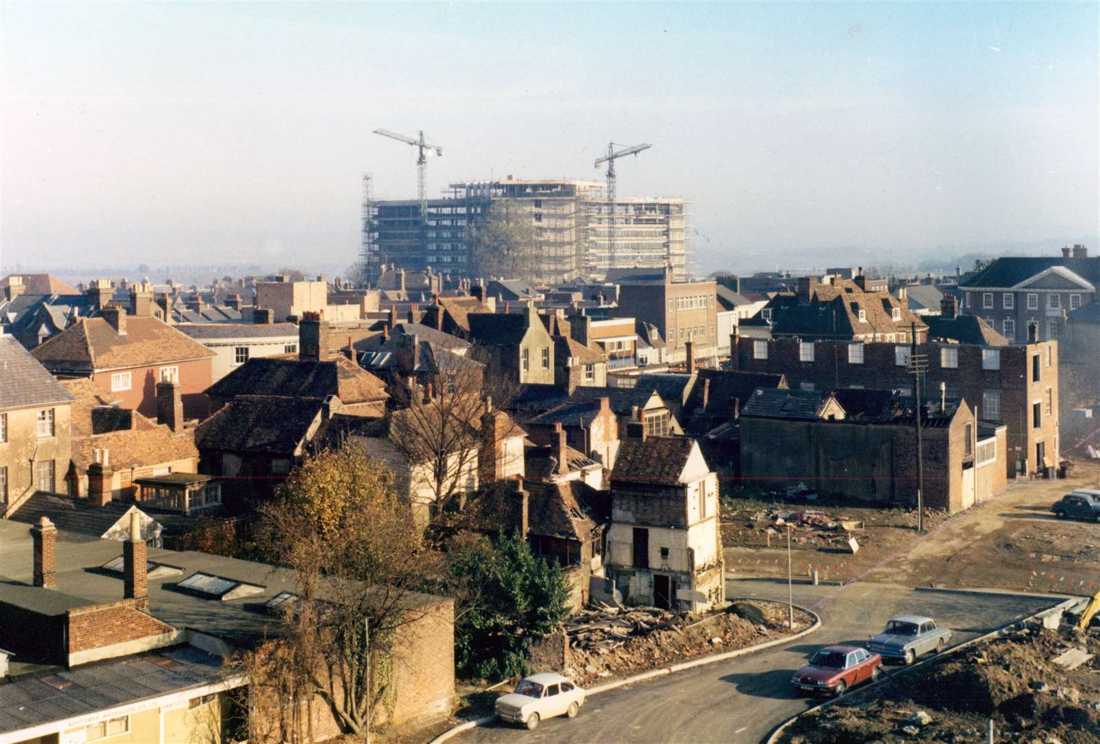 Charter House has towered over Ashford for decades - it is pictured here while under construction in 1973. Picture: Steve Salter