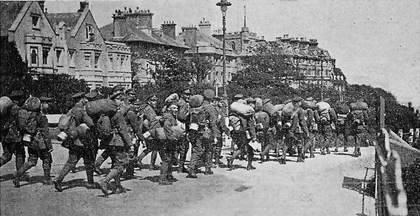 Soldier on Folkestone's Road of Remembrance making their way to France during the Great War