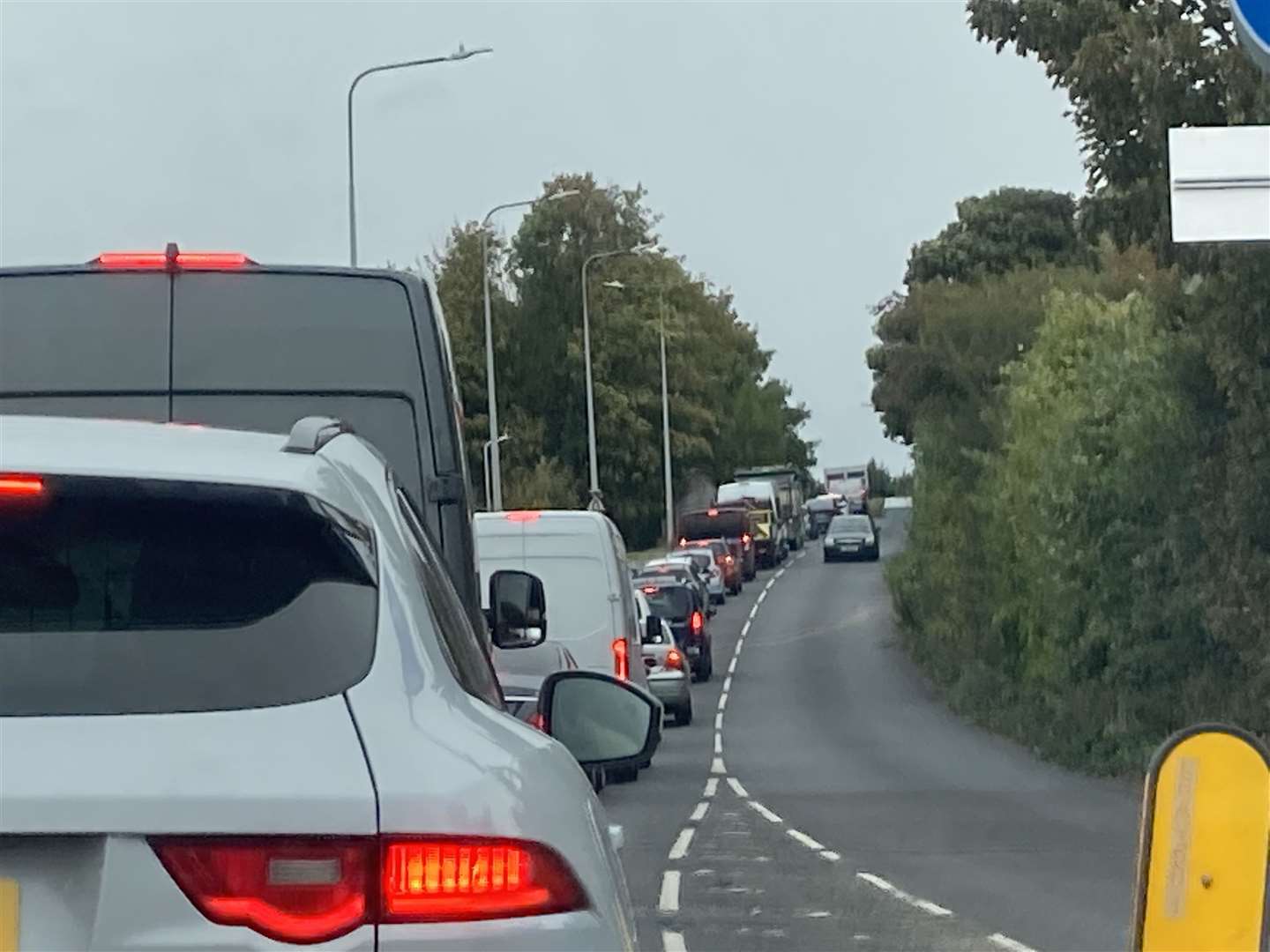 Motorists face long queues on the A249 after a lorry breaks down