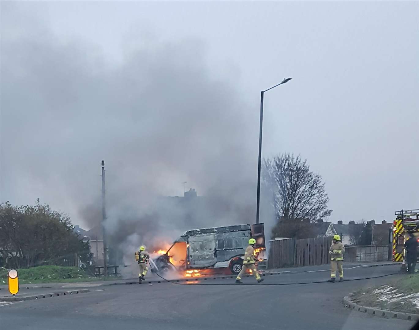 The van burst into flames in Dering Way, Denton earlier today (5589693)