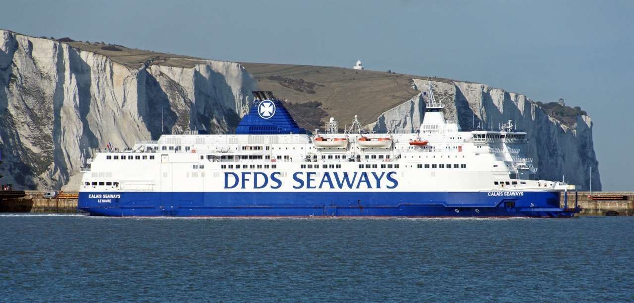 DFDS Seaways ferry passes the White Cliffs of Dover