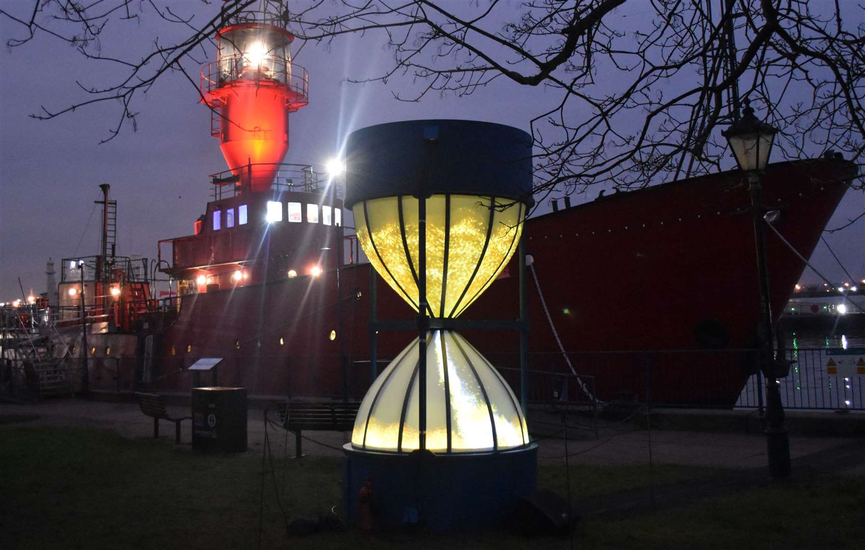 The hourglass installation at last year’s Voyage festival. Picture: Jason Arthur