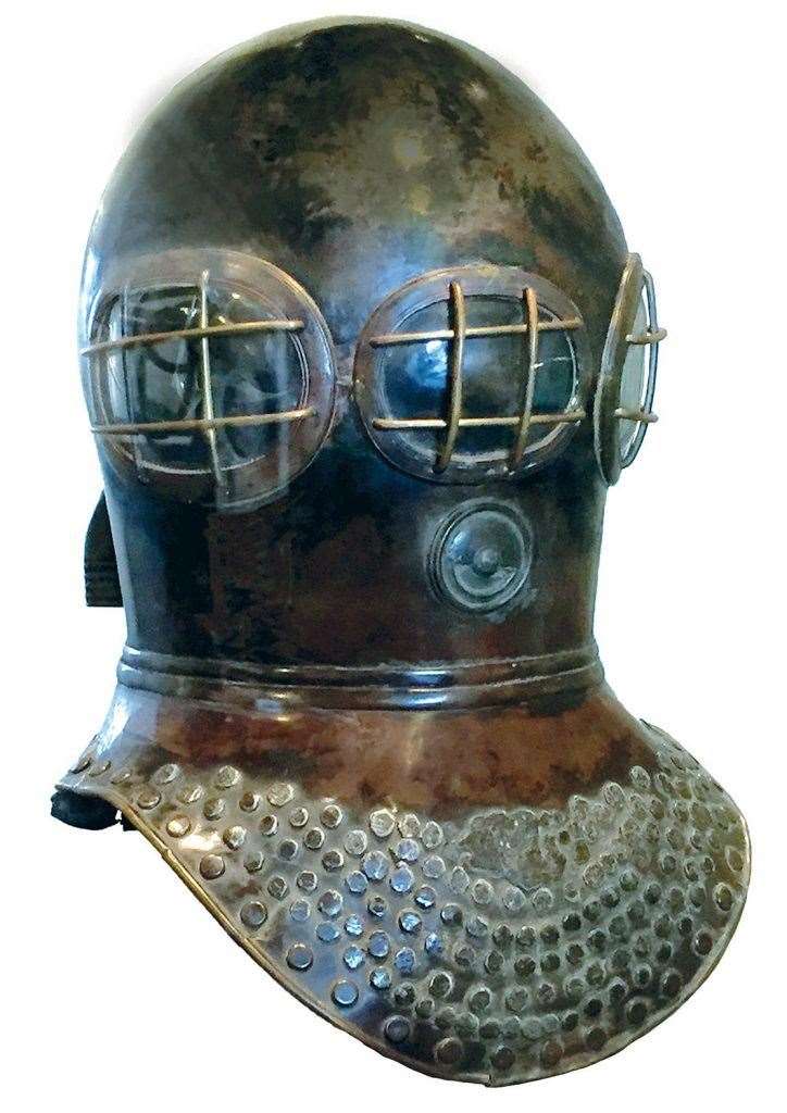 The Deane smoke helmet that helped form the basis for the diving helmet. Picture: The Diving Society