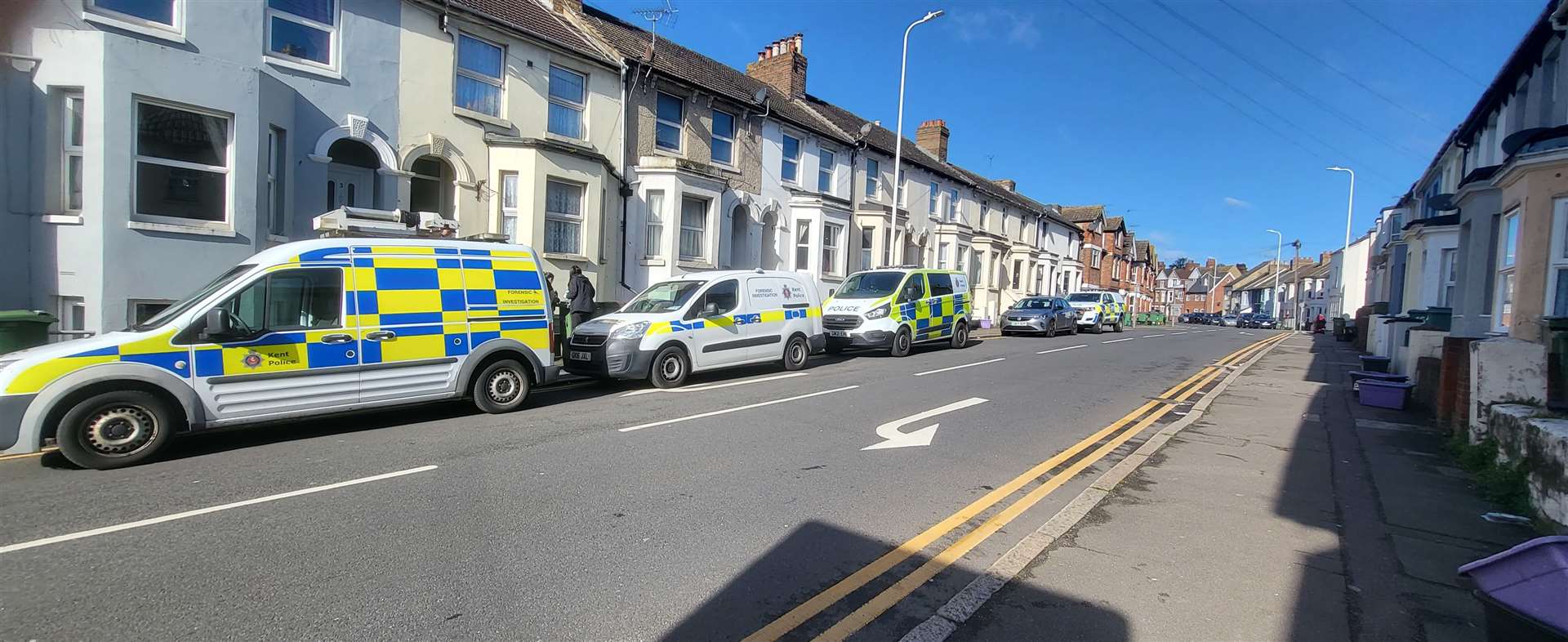 Police at the scene in Pavilion Road, Folkestone