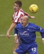 Gillingham's goal scorer Paul Shaw in action against Stoke. Picture: GRANT FALVEY