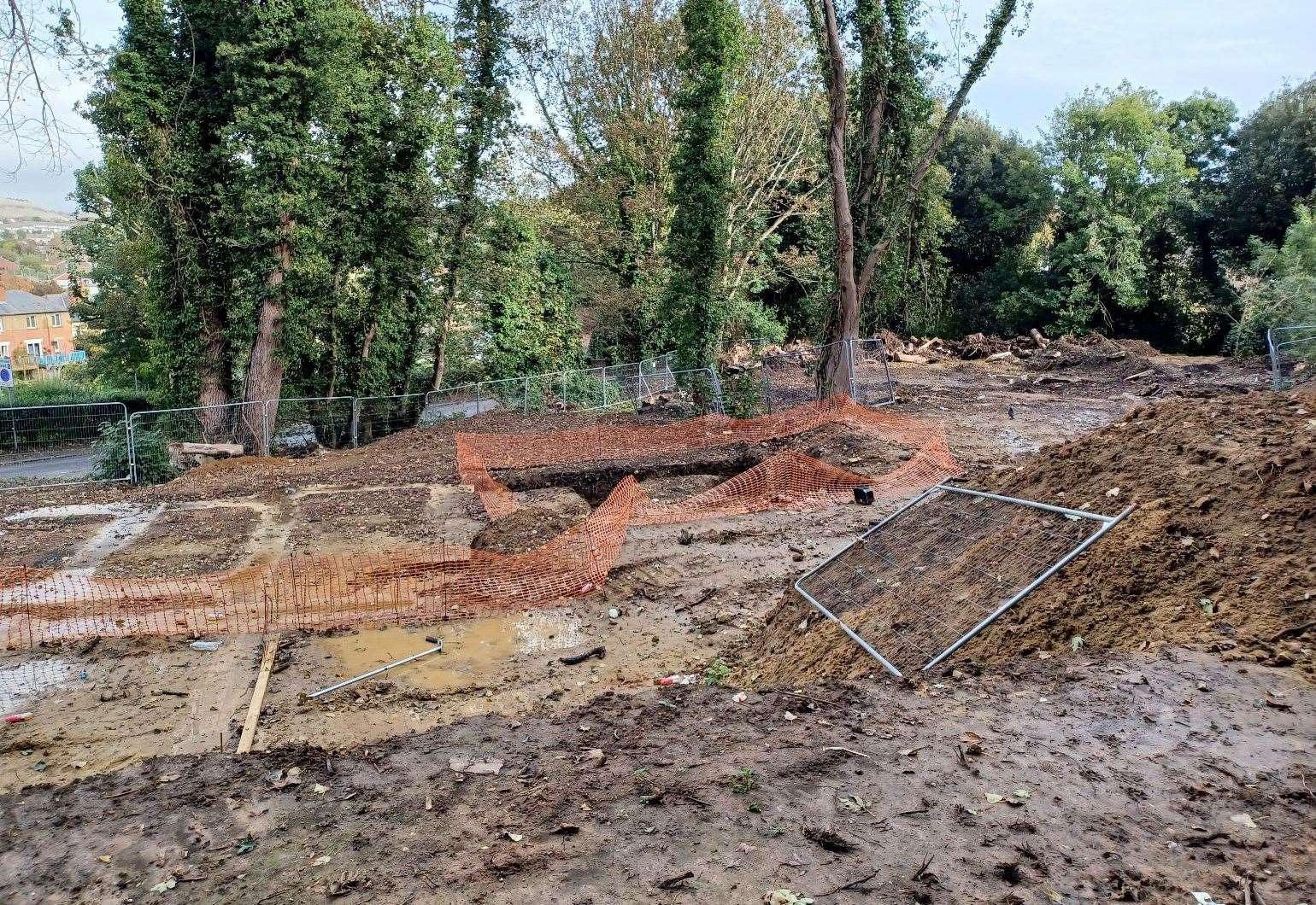 The site in Military Road, Sandgate, has been left in situ while investigations are underway
