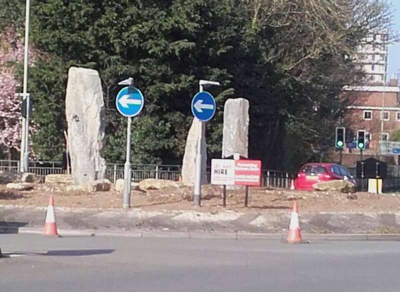 The stones on the roundabout, pictured this morning. Credit: Peter Mileham.