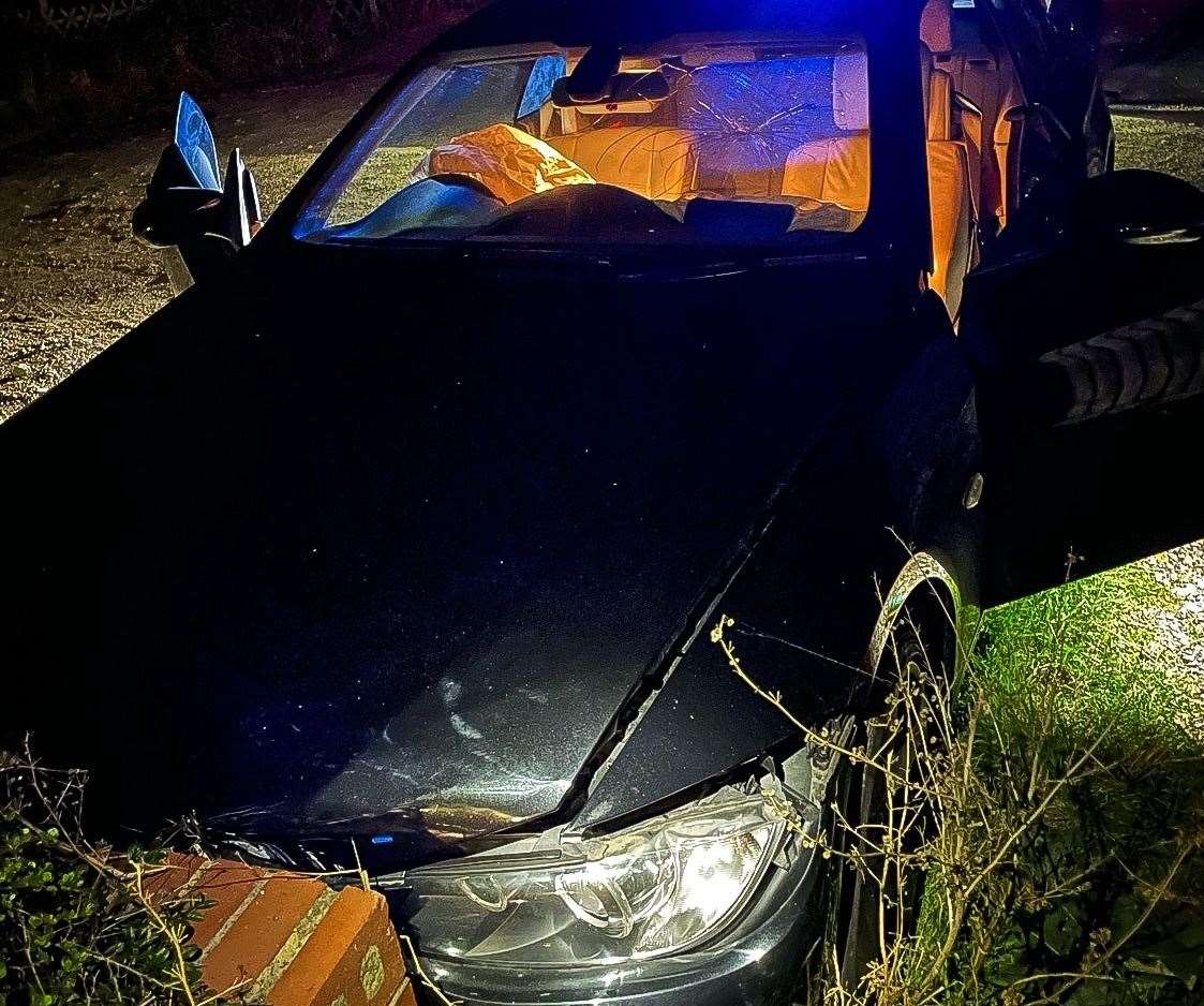 The crashed BMW in Leysdown. Picture: Kent Police
