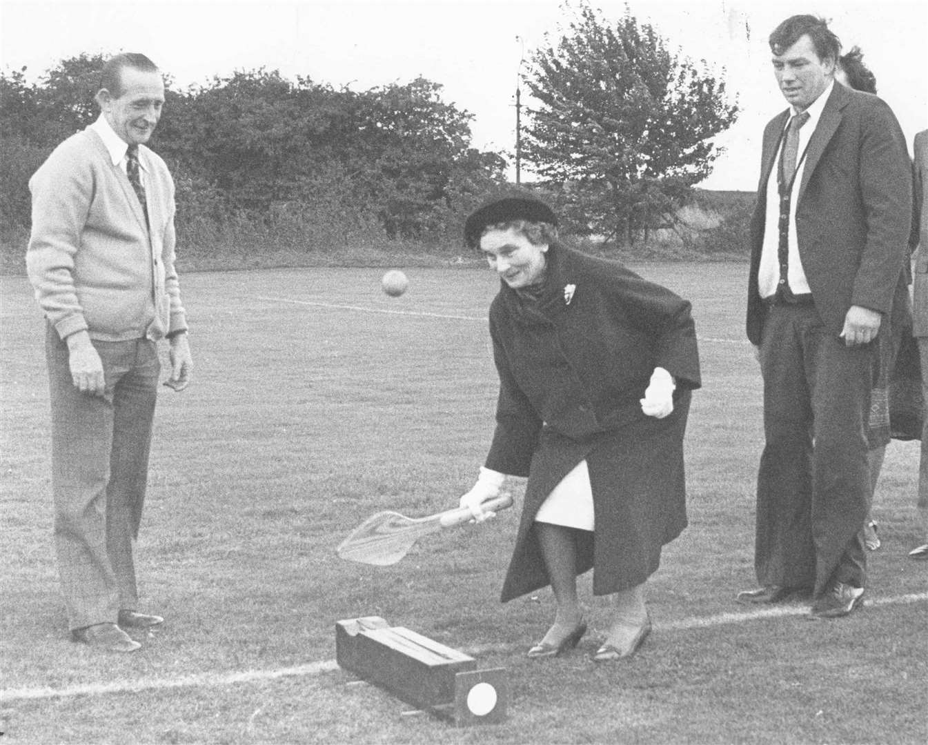 November 1980: Princess Alice tries her hand at the ancient Kentish game of bat and trap when she opened the Civil Service Sports Association Club in Watling Street, Gillingham