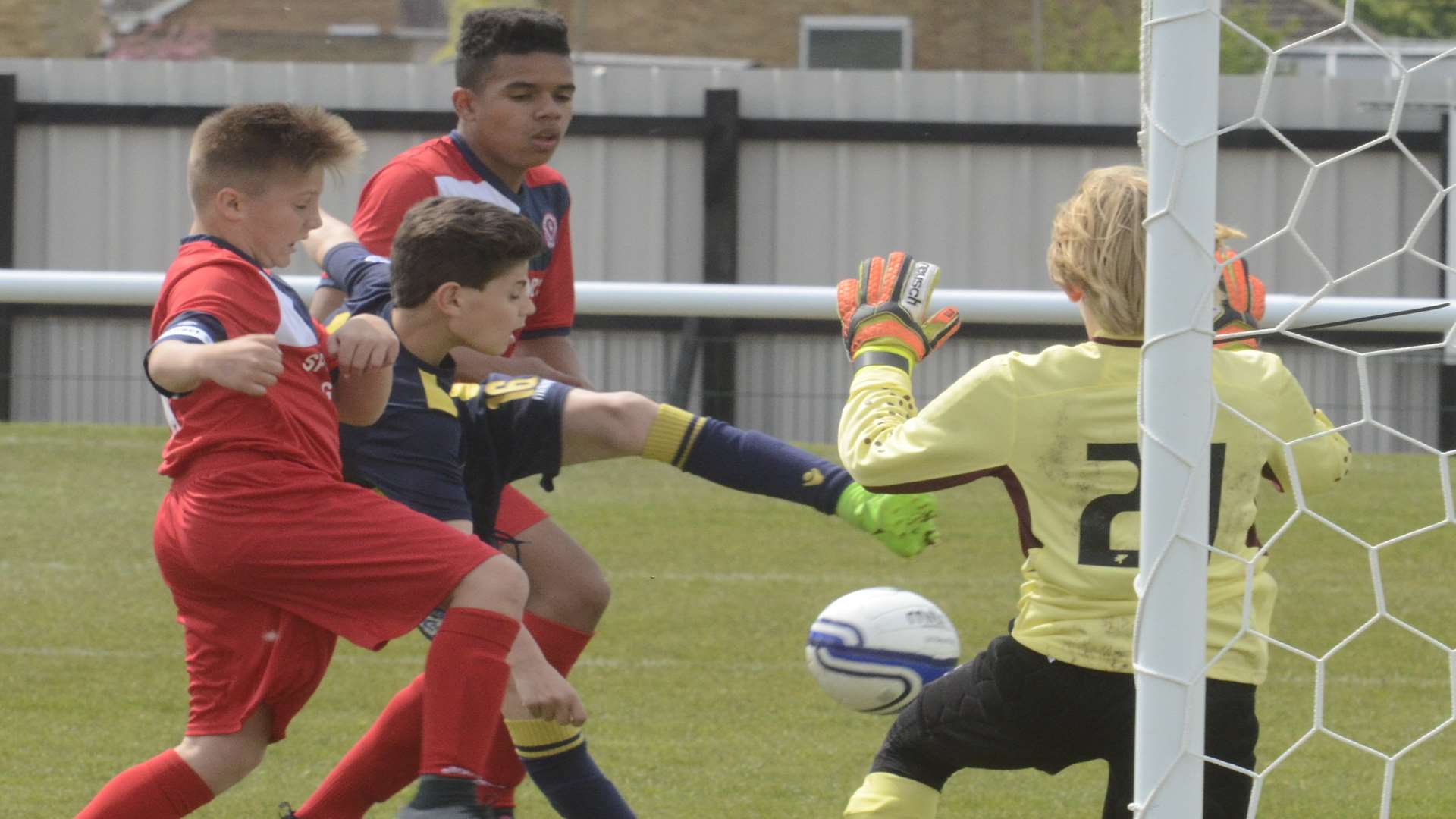 Iwade Herons go for goal against Hempstead Valley in the Under-12 League Cup final Picture: Chris Davey