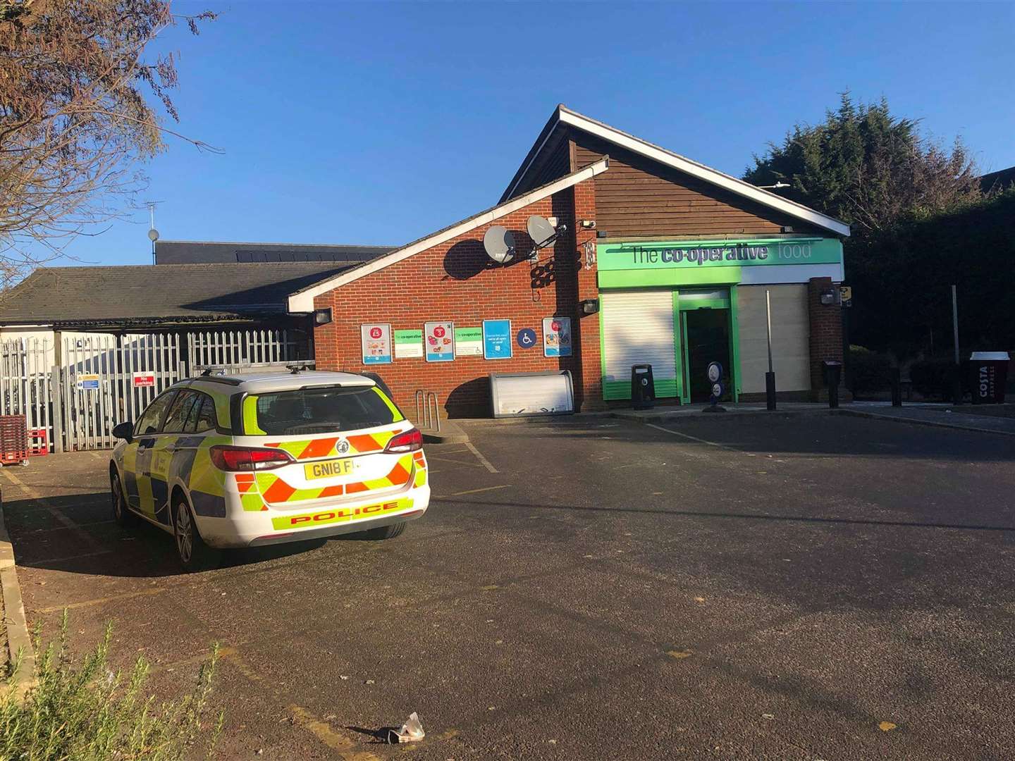 Police attended the Co-op store in Faversham Road after robbers threatened people with a knife