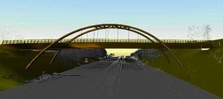An artist's impression of the new pedestrian bridge across the A2 at Kingston.