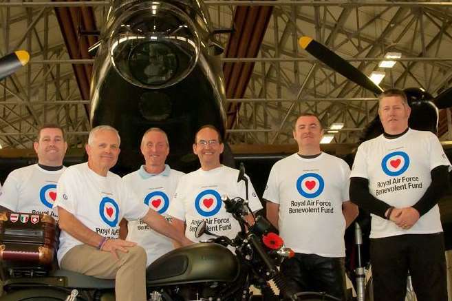 Dave Muckle (far right) from Sheerness with a band of motorcyclists who are taking a tour of Britain and Europe to raise money for the Royal Air Force Benevolent Fund.