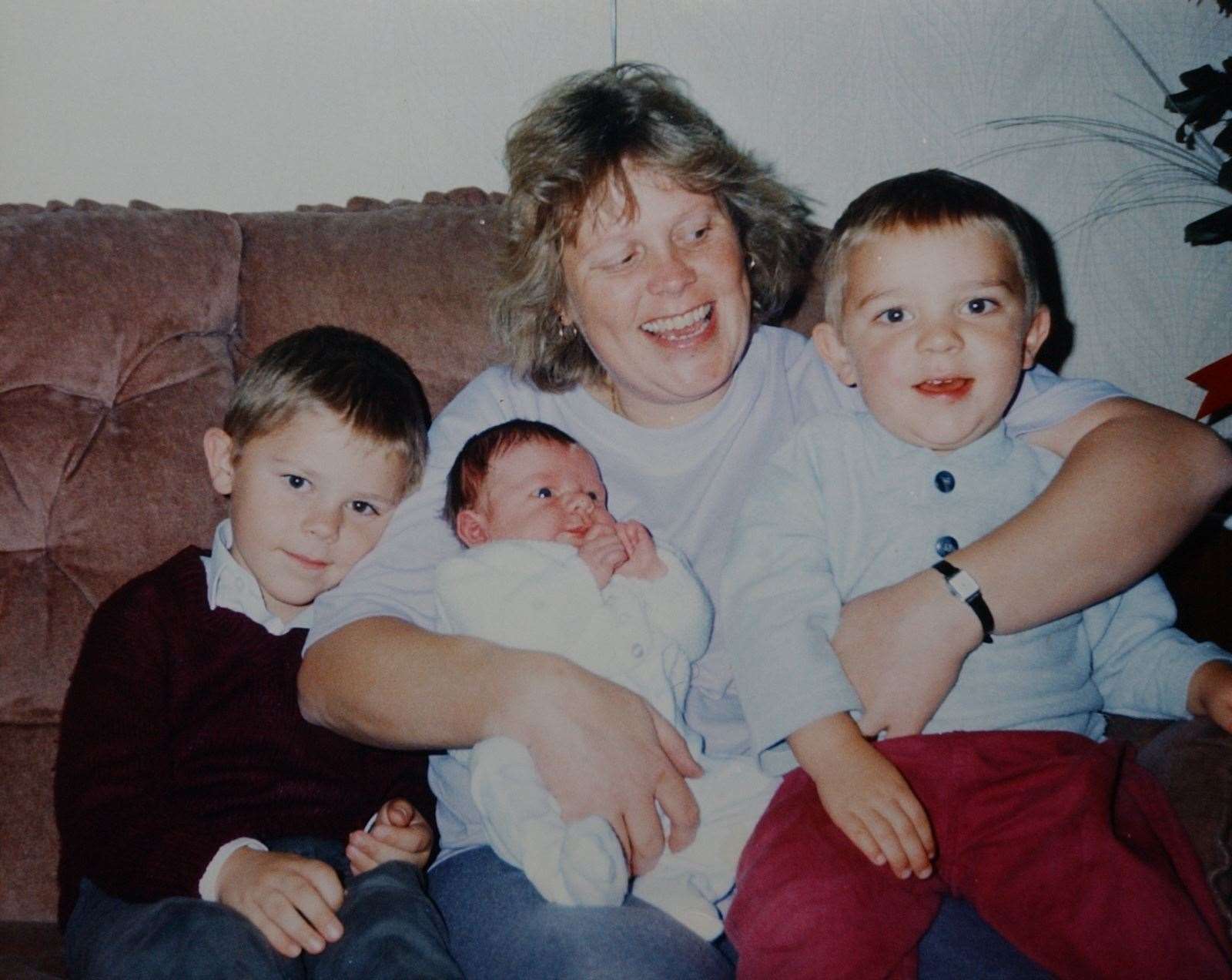 Debbie Griggs with children, Jeremy, Jake and baby Luke