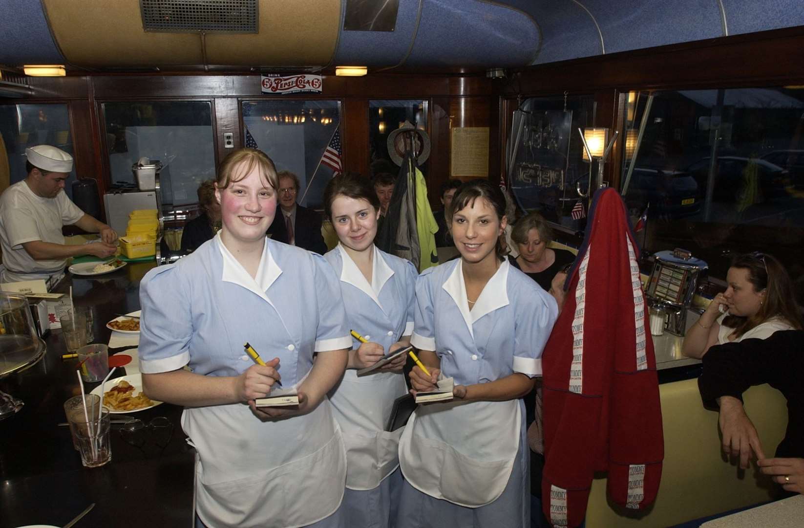 Waitresses Tania Neaves, Kerry Pittock and Liz Nichols at the previous Kennington diner in April 2002