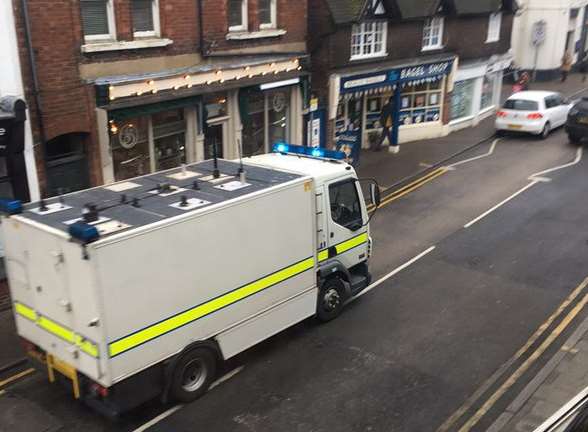 The bomb squad head to the scene. Picture: David Peach