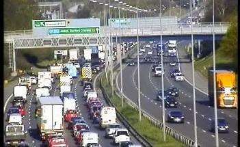 There are long delays on the A2 following a multi-vehicle crash. Picture: Highways England