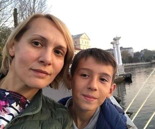 Oksana Styles with one of her sons in Ternopil,Ukraine. Picture: Oksana Styles