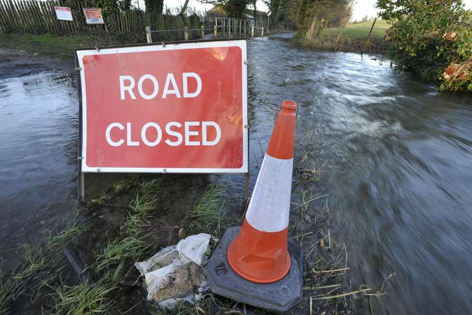 Roads are submerged in Patrixbourne