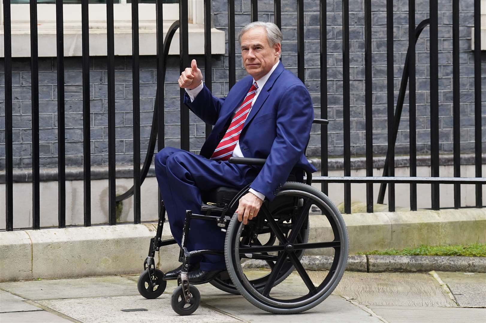 The governor gave a thumbs up when he arrived in Downing Street (Stefan Rousseau/PA)