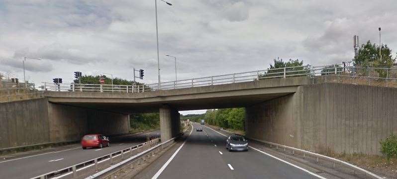 The A28 bridge over the A2, Thanington, Canterbury. Picture: Google Maps